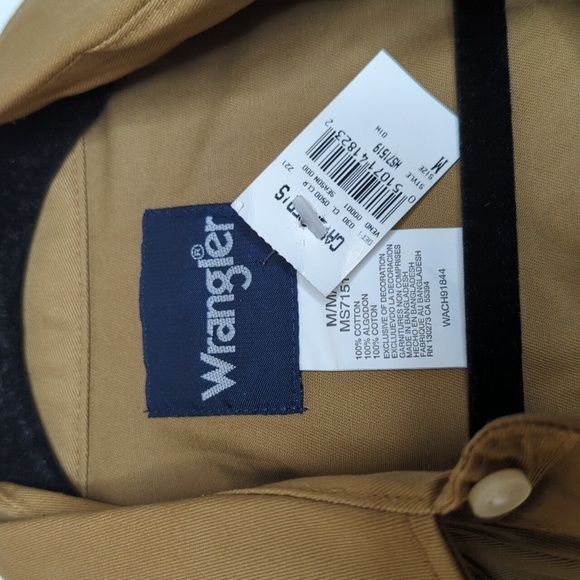 NWT Wrangler Button Down Shirt Tan - Picture 3 of 5